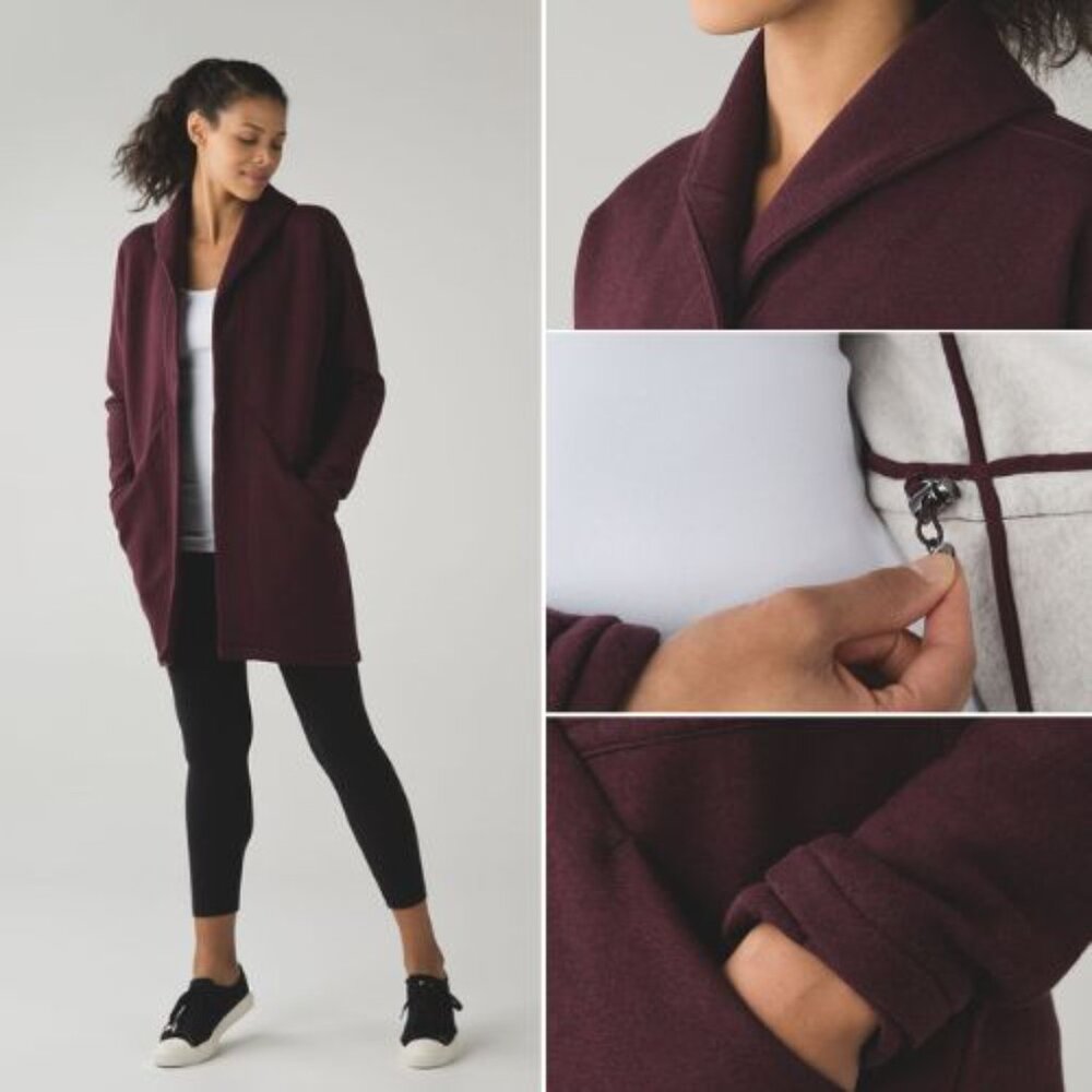 Lululemon Bordeaux Drama &go Take You There Wrap Jacket Size 12 36019